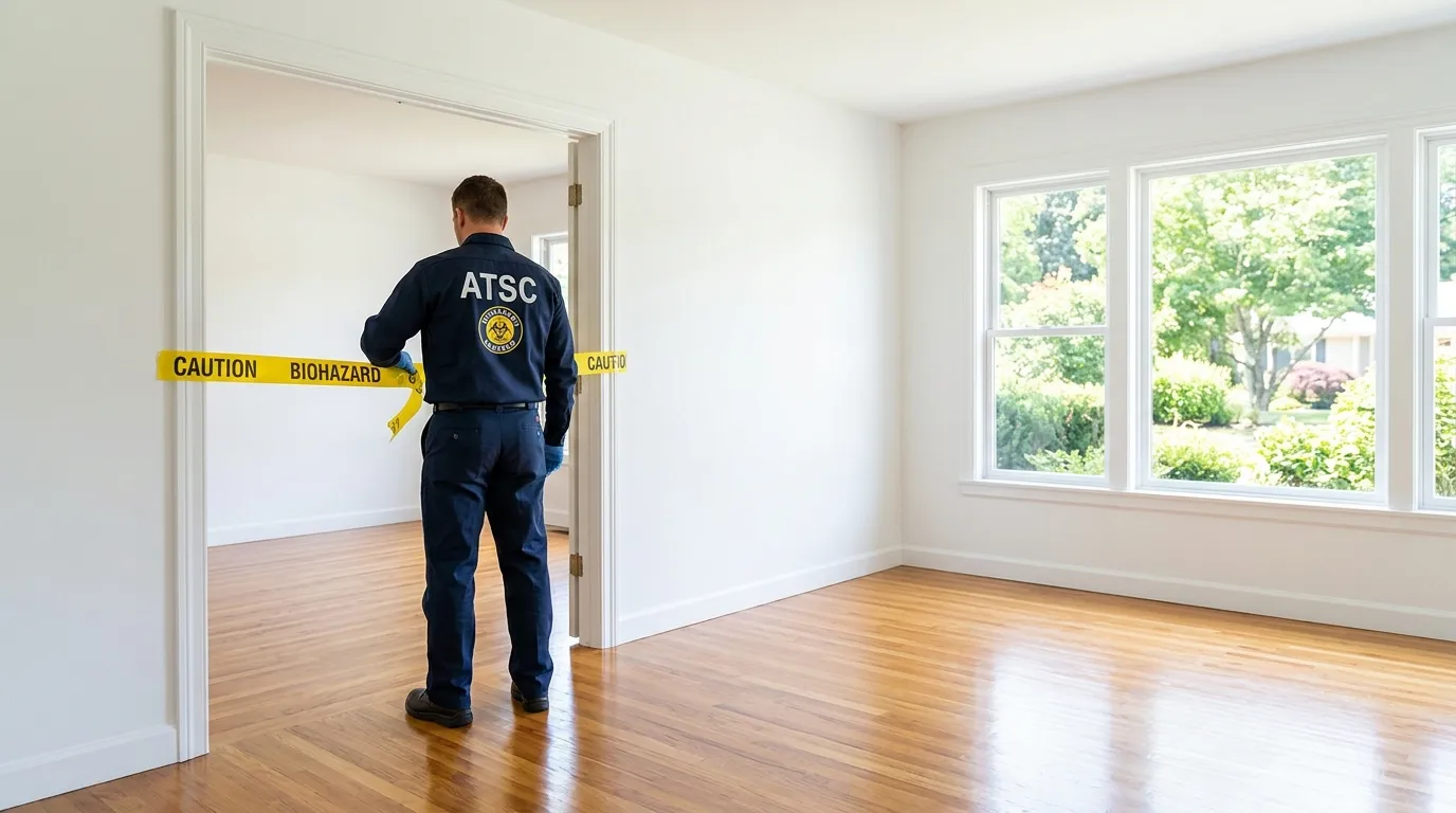 Certified biohazard cleanup crew performing Decomposition Cleanup in Mills River